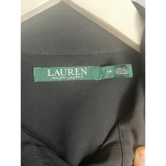 Lauren Ralph Lauren Shirt Dress Black Minimalist Office Workwear Career size 14 - Picture 2 of 5